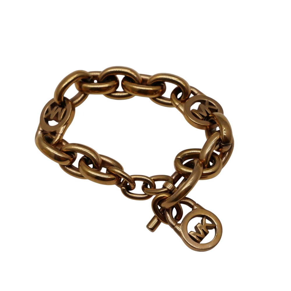 Michael Kors MK Logo Chunky Chain Toggle Bracelet Coppery Gold Tone  Jewelry
